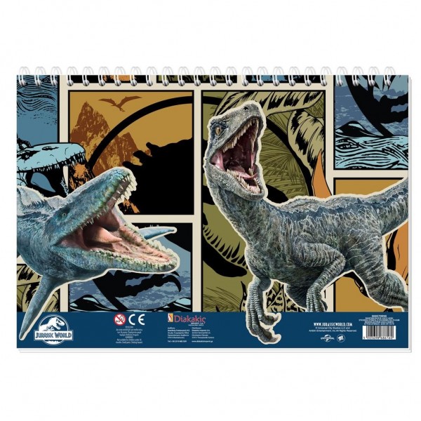 Μπλοκ Ζωγραφικής με Αυτοκόλλητα 23x33 40Φ Jurassic World